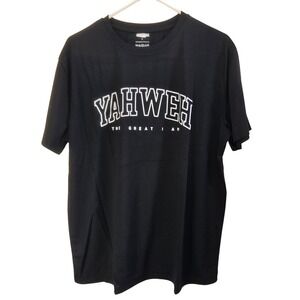 Yahweh The Great I Am Mens Graphic T-Shirt Black Collegiate Faith Tee Large